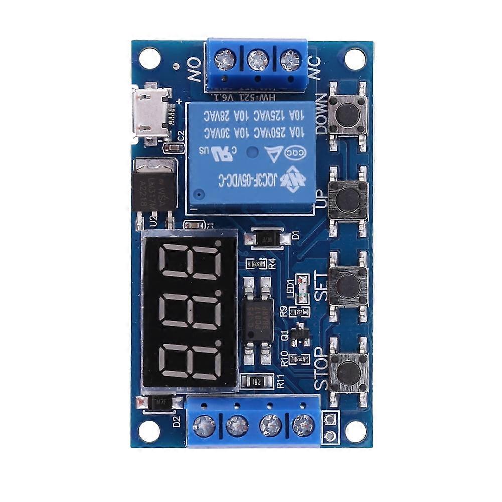 jixopn 1 Channel Relay Module Times Delay Power Board with LED Display for DIY (Micro)