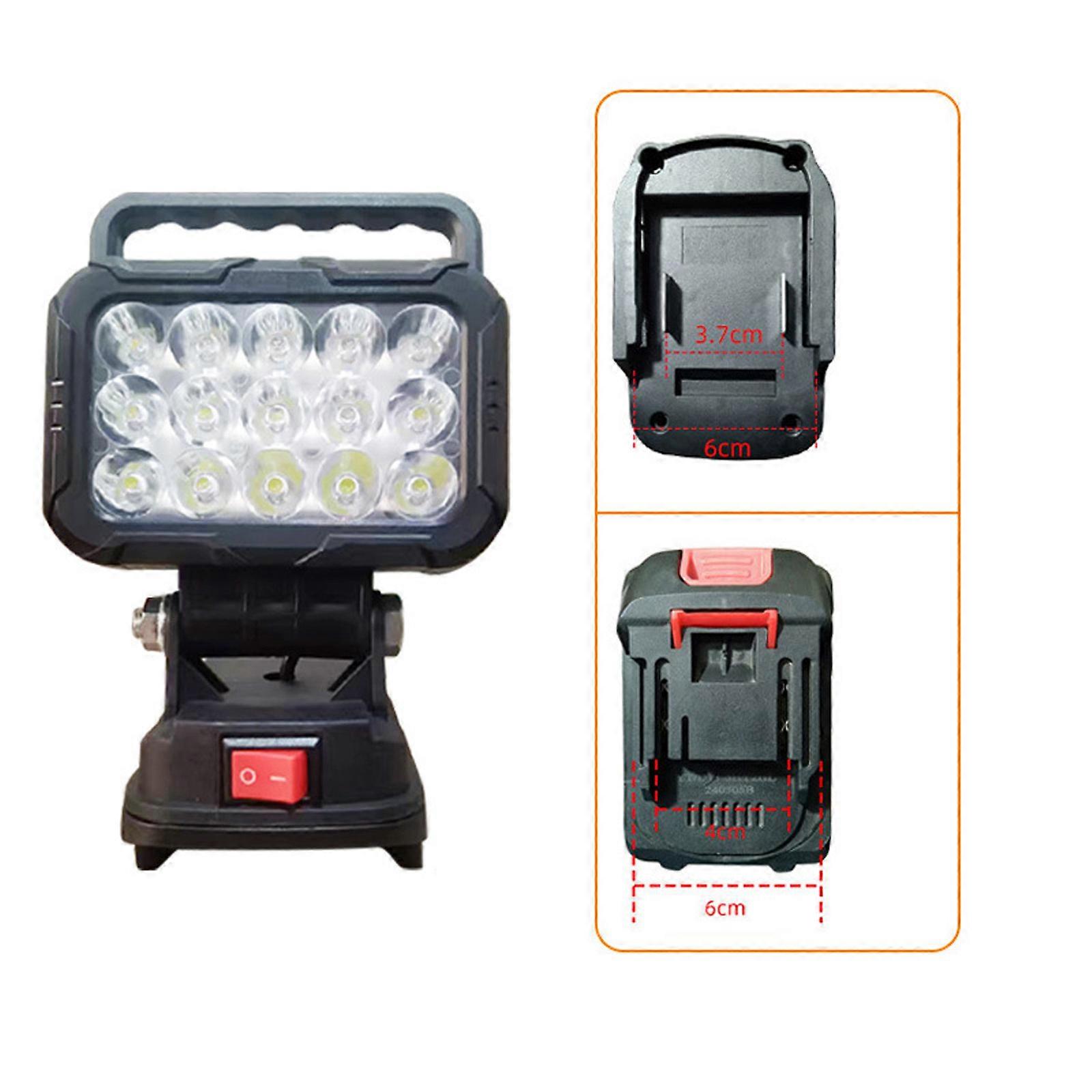 Adjustable 15 LED Handheld Work Light Rechargeable Spotlights For 18V Tool Batteries With USB Charging Function Multicolor