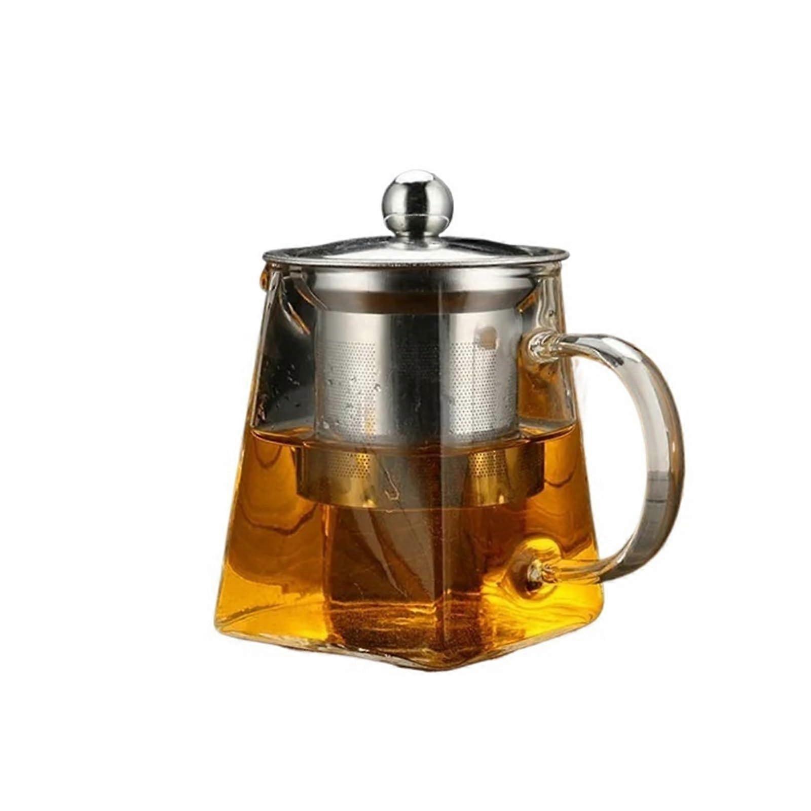 Borosilicate Glass Teapot Kung Fu Tea Set 750ml Square Pot HeatResistant With Filter Stainless Steel