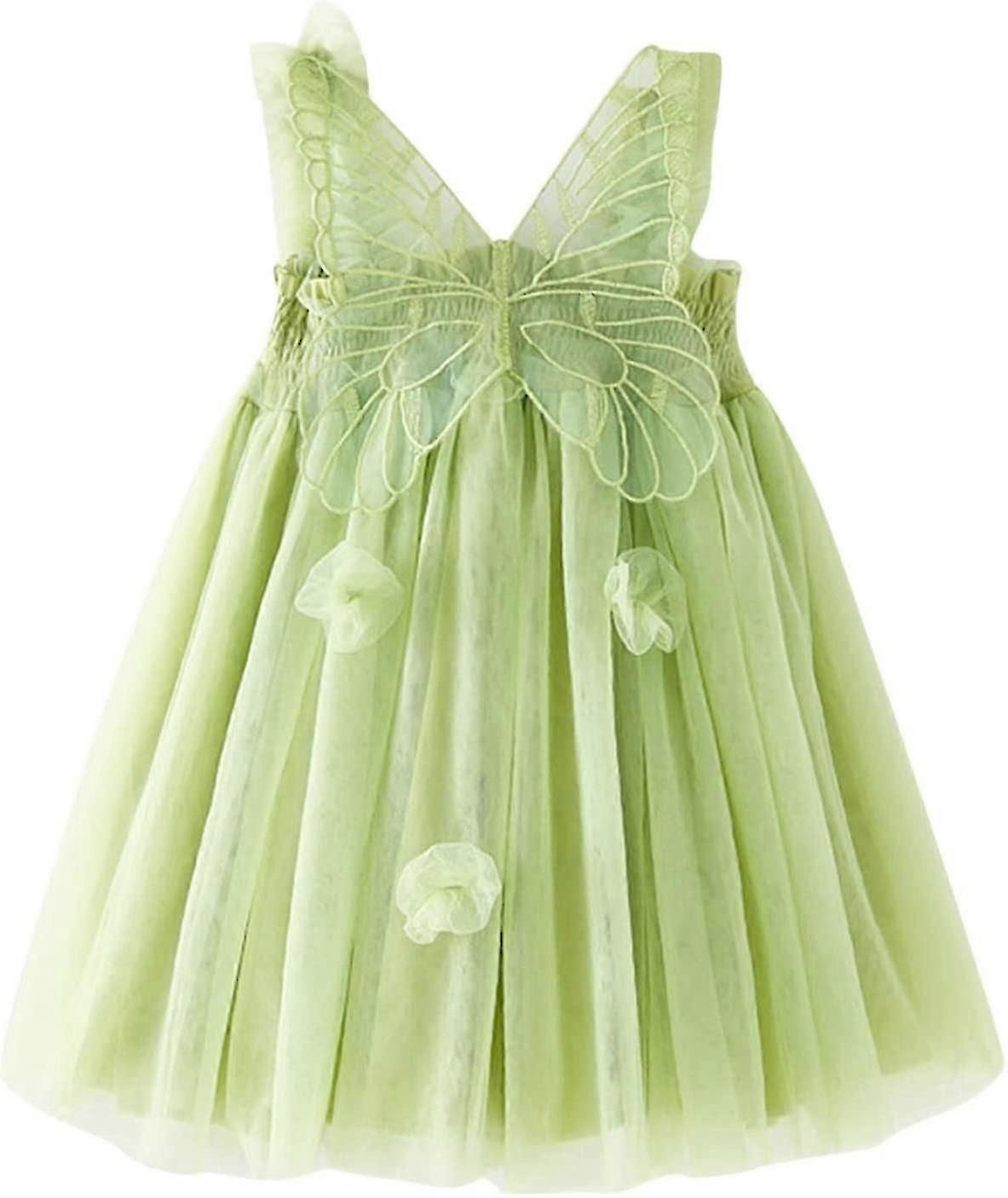 Robe de fée sans manches en tulle à ailes de papillon pour petites filles, idéale pour les fêtes d'enfants et les soirées dansantes.