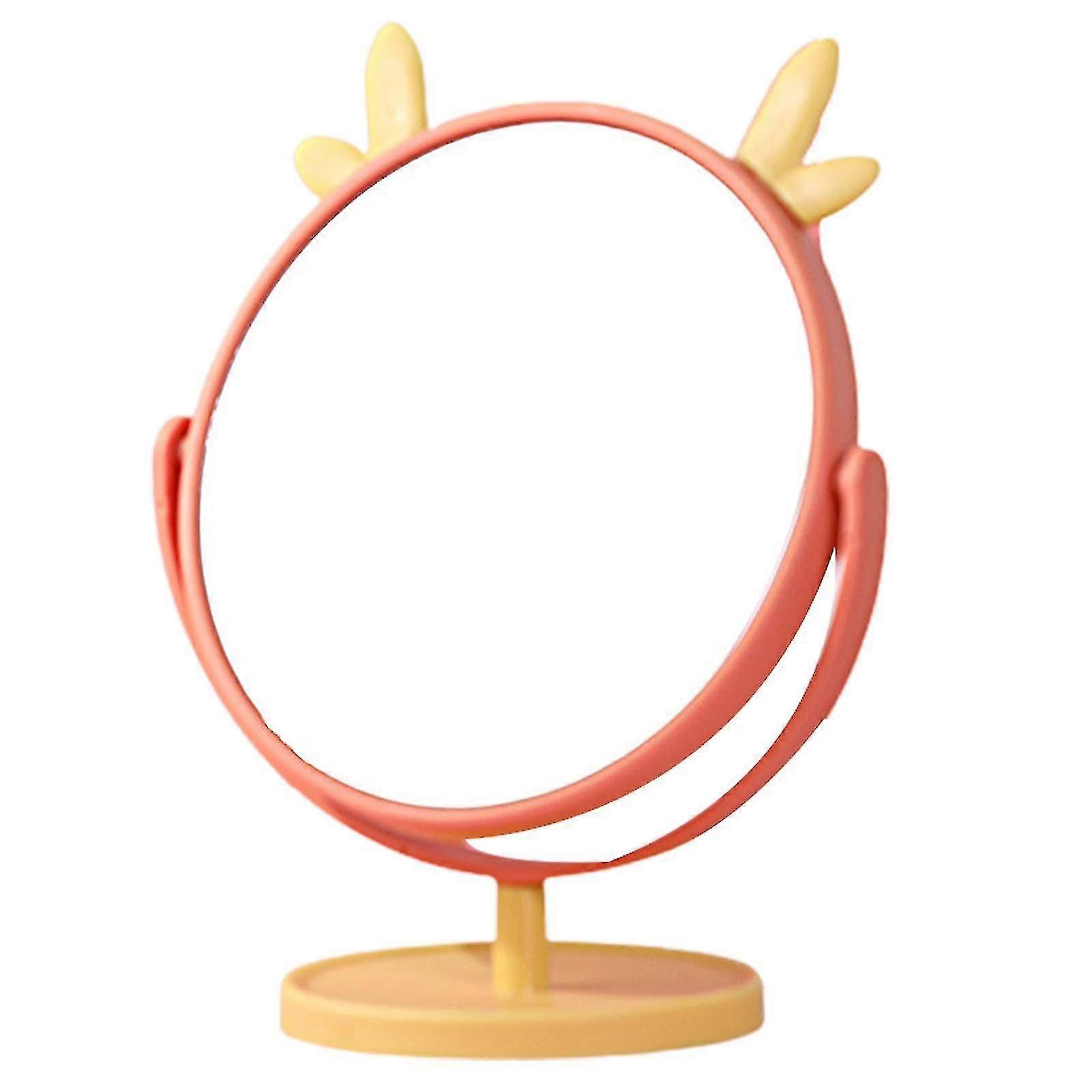 Round Vanity Mirror With Cute Ear Shape 360 Degrees Rotation Suit For Bedroom