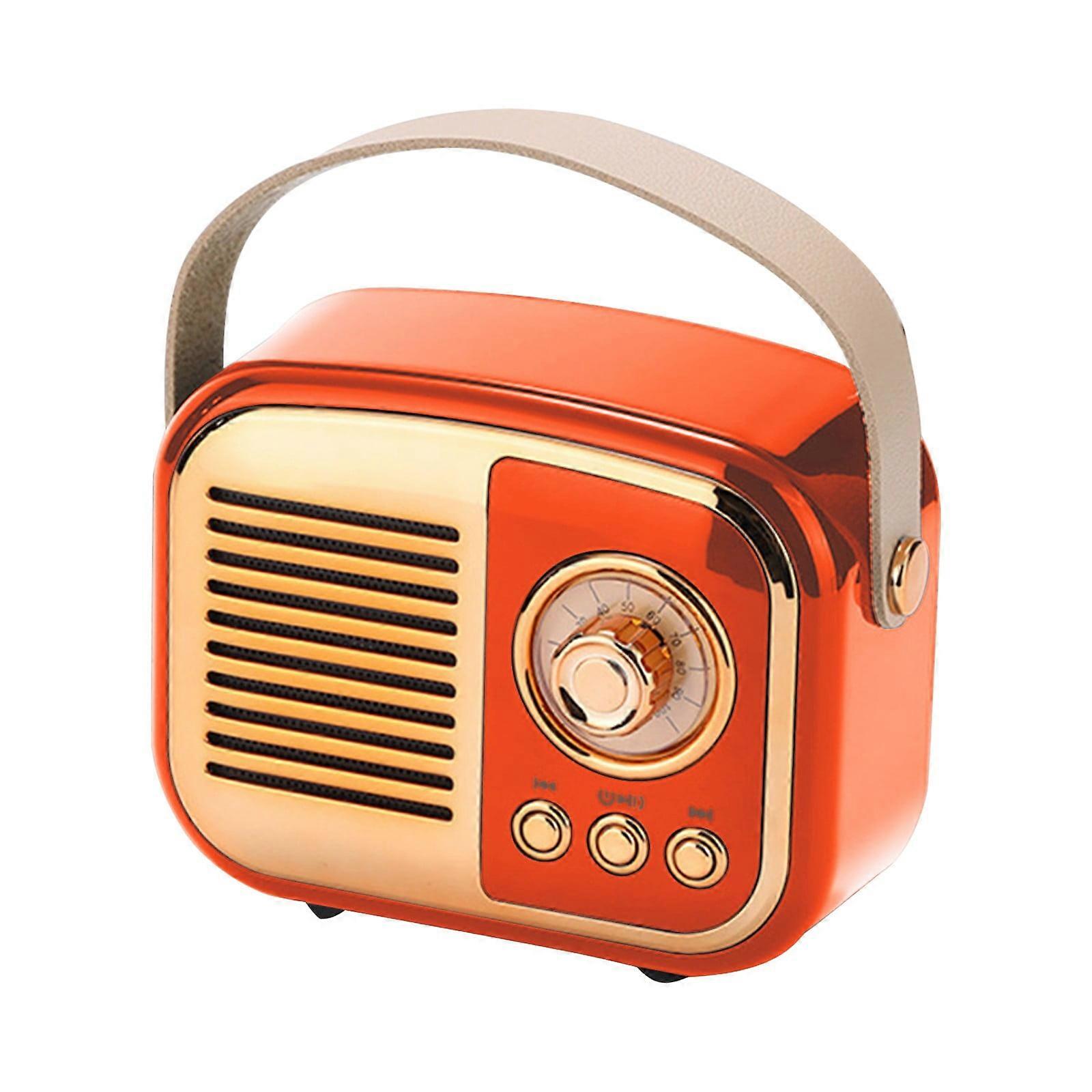 PAVEOS Retro Bluetooth Speaker with Card Insertion, Charging, Wireless Portability, Portable Mini Stereo Speaker for Car, Home, Orange