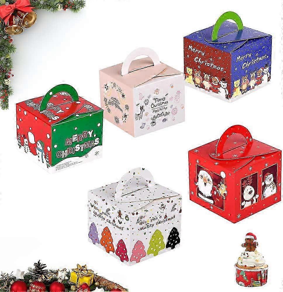 Holiday Candy Box 20-Pack with Handle for Christmas Cookies