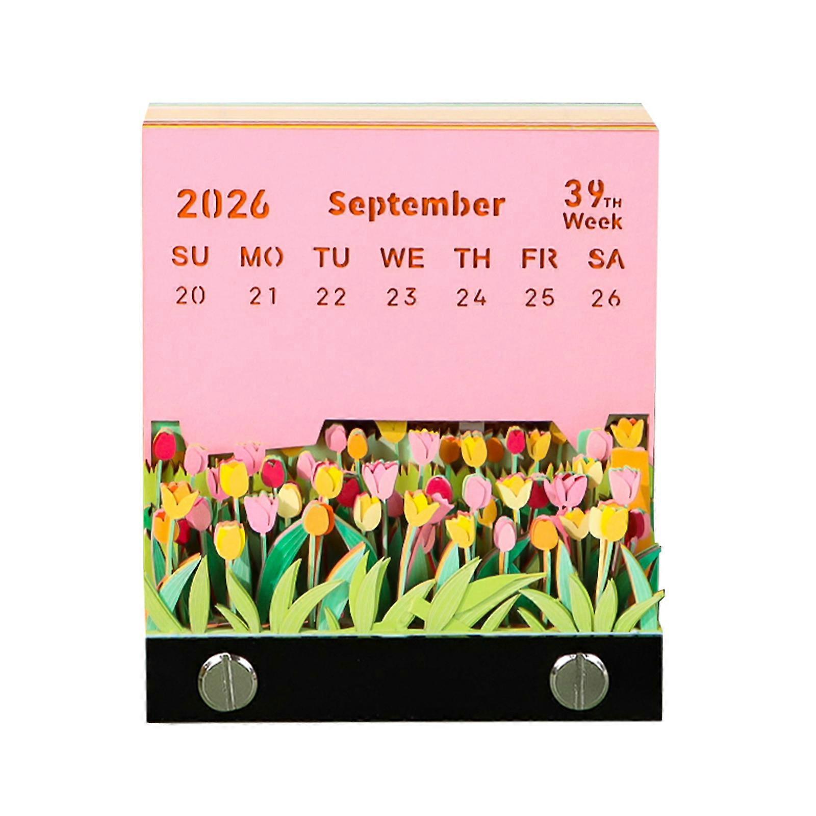 Twenty twenty six Whirling Fan Calendar With Constructed In Light 3D Papercraft For Desk Organization And Gift Offering Multicolor