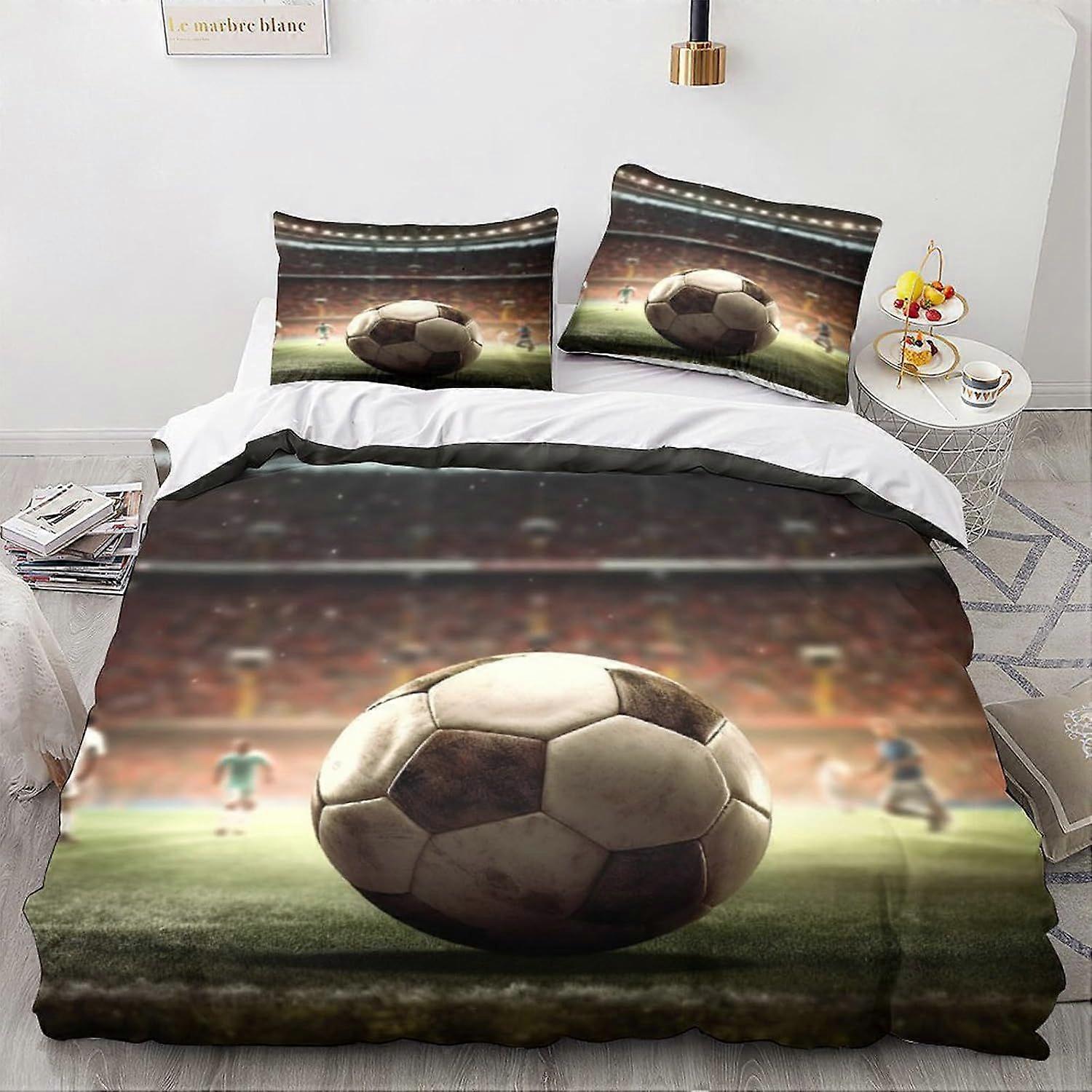 LikeEj futebol bola edredom capa, 3D esporte roupa de cama futebol colcha capas, microfibra capa de cama com fronhas King