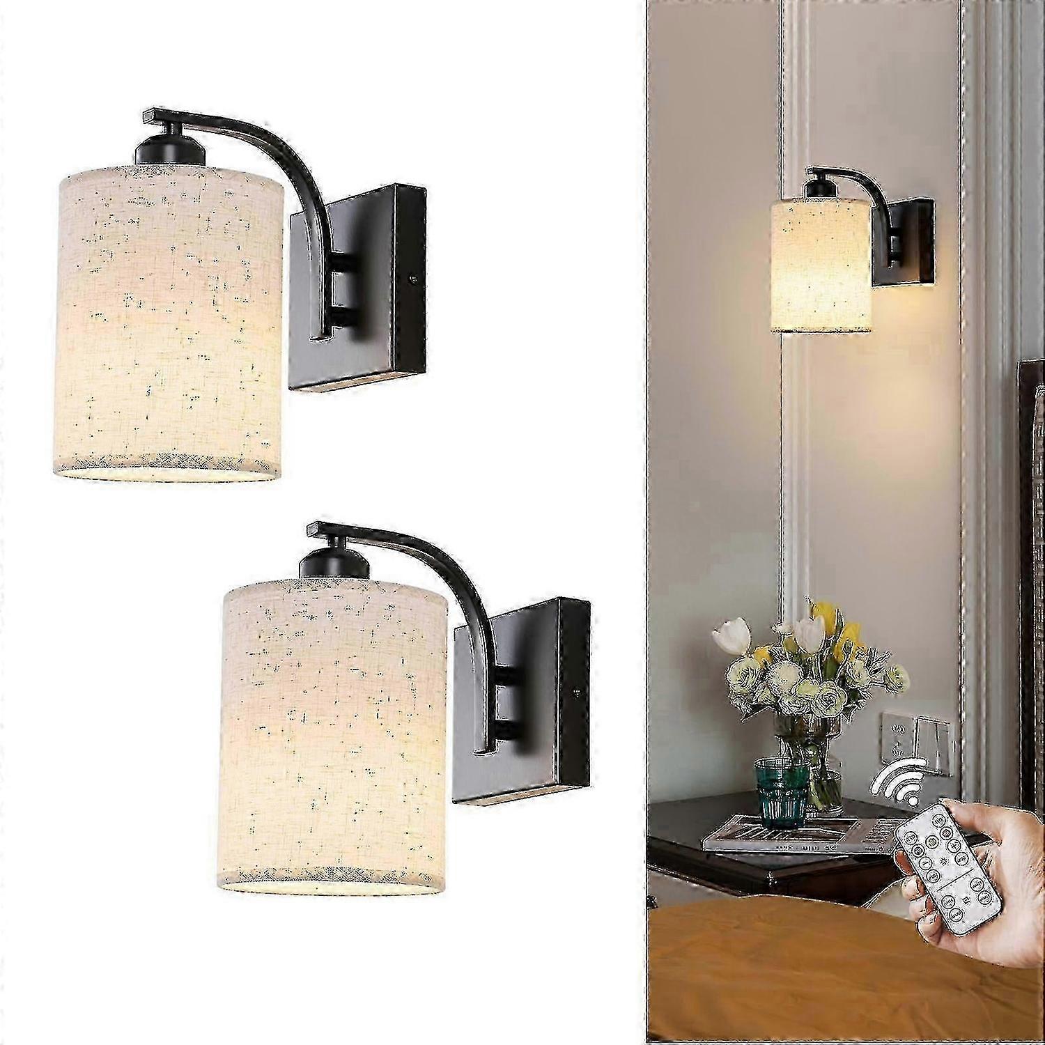 2 Set Rechargeable Battery-Powered Wireless Dimmable Wall Sconces