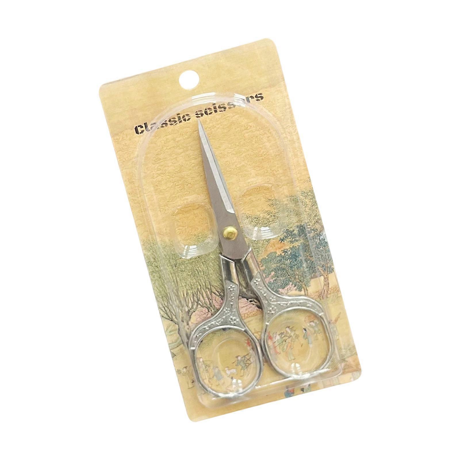 Classical Floral Hand Scissors Office Scissor Sharped Blade Precise Cutting Comfort Grip Design  silver