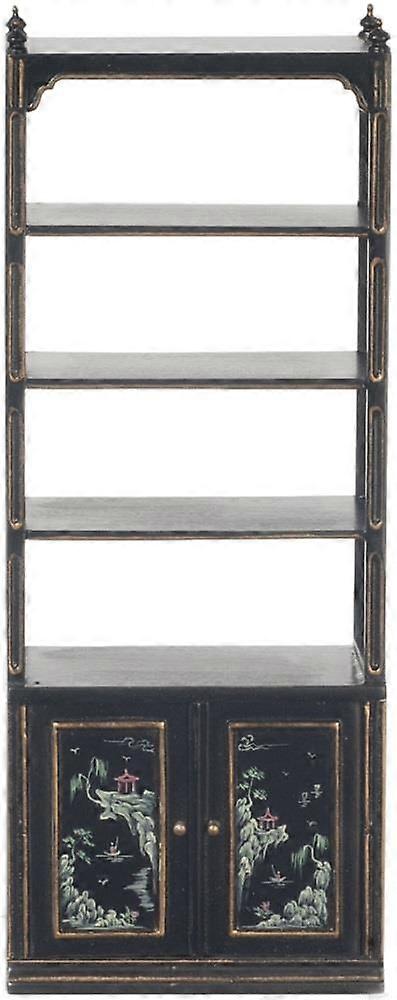 玩偶屋黑色中式开放式展示柜 Jbm 微型客厅家具