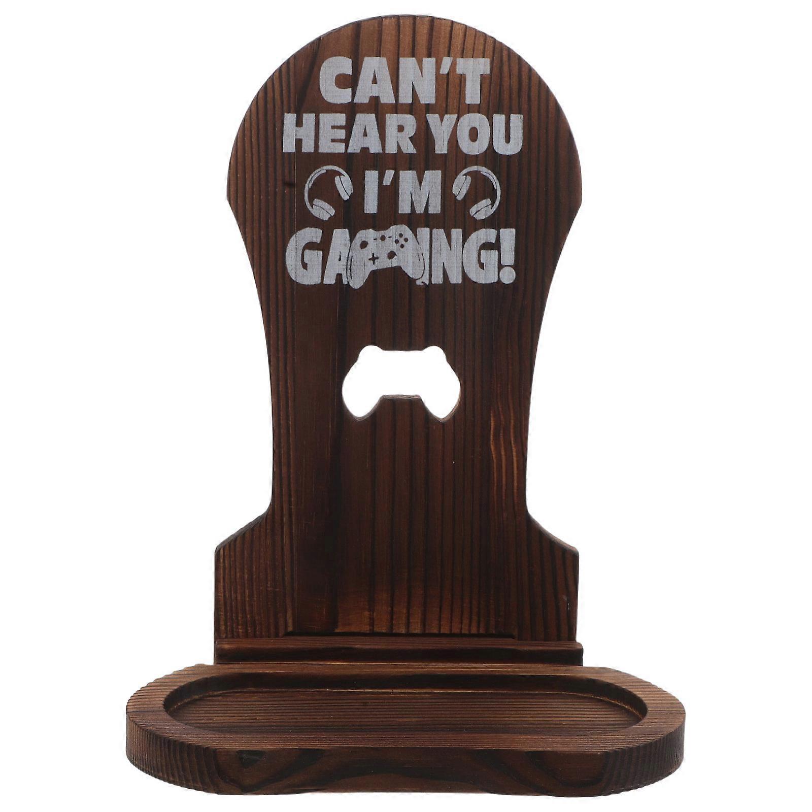 Wooden Gaming Headset Stand for Desk Use with Storage Tray