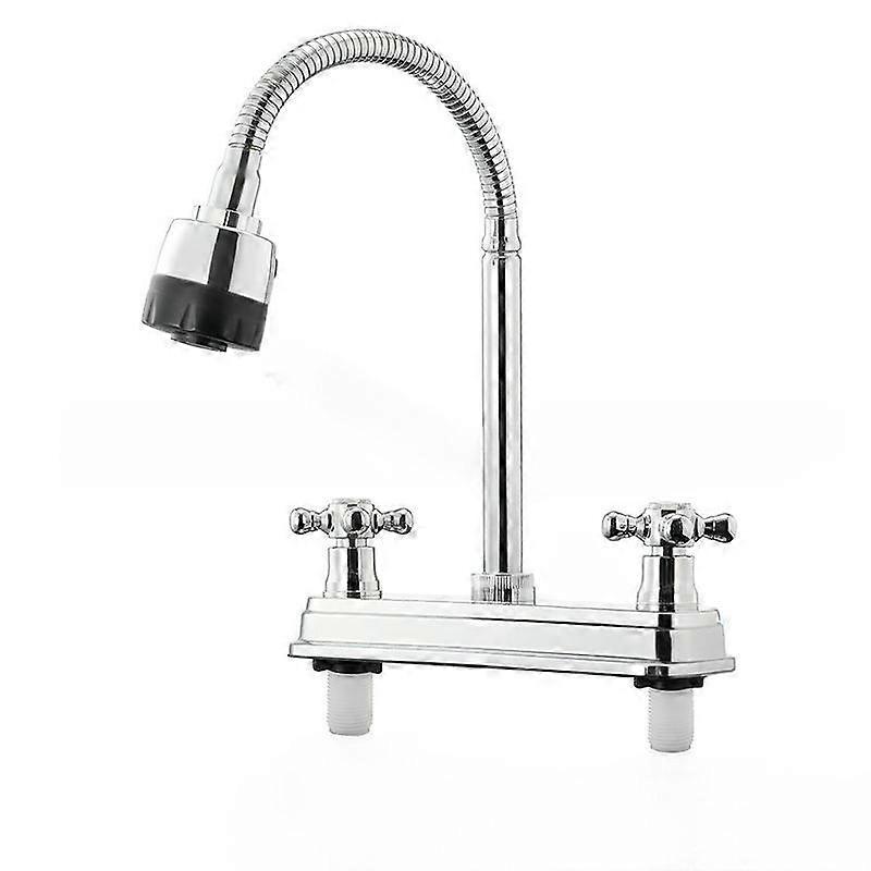 Kitchen Flexible 360�� Rotatable Faucet Dual Handle Hot and Cold Water Faucet Splashproof 2 Outlet Modes Kitchen Tap