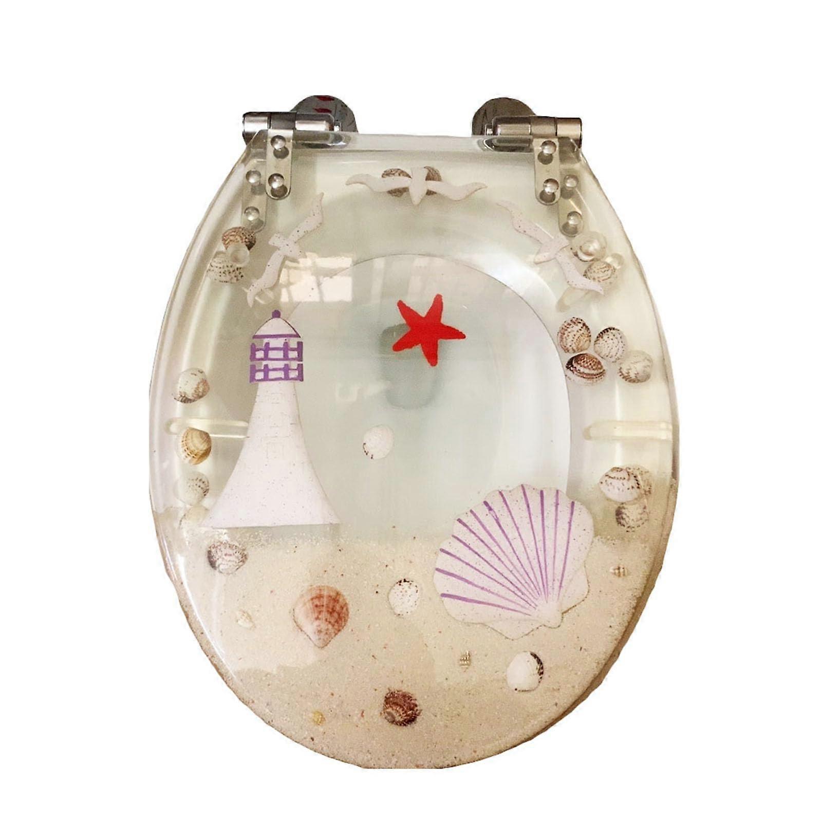 Glitter Toilet Seat with Quick Release Hinge, Clear Resin Sparkly Design, Standard Fix