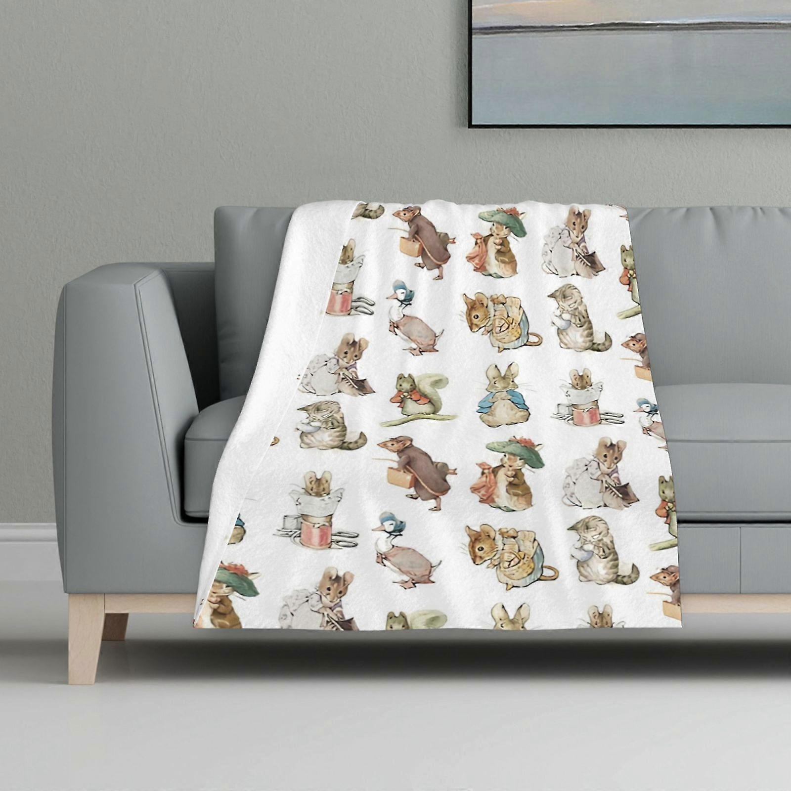 Blanket Multicolour Printed Blanket Super Soft Flannel Lightweight Fluffy Plush Bed Blanket Beatrix Potter