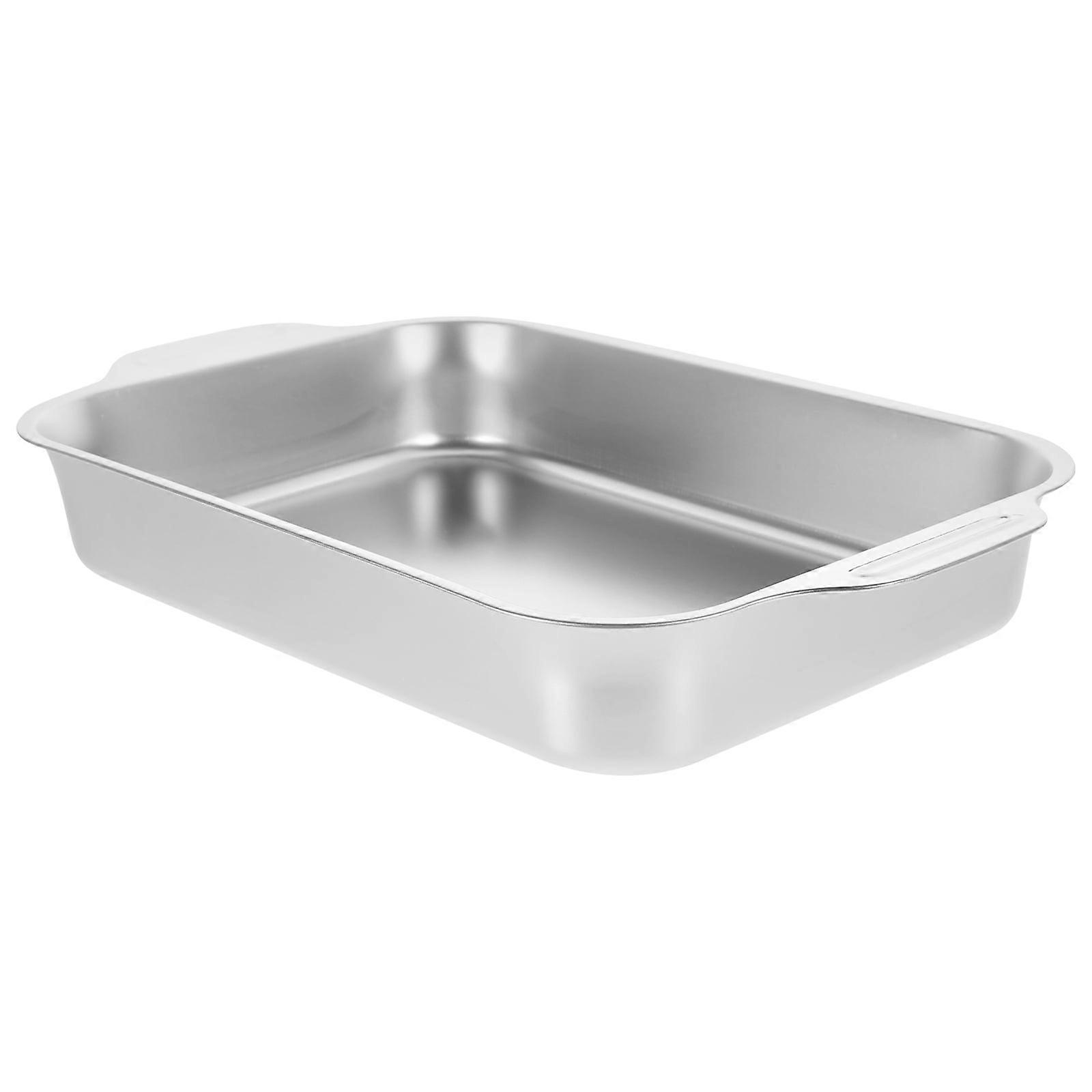 Stainless Steel Roasting Pan Fish Dish Roasting Plate Rectangular Tray Catering Pan