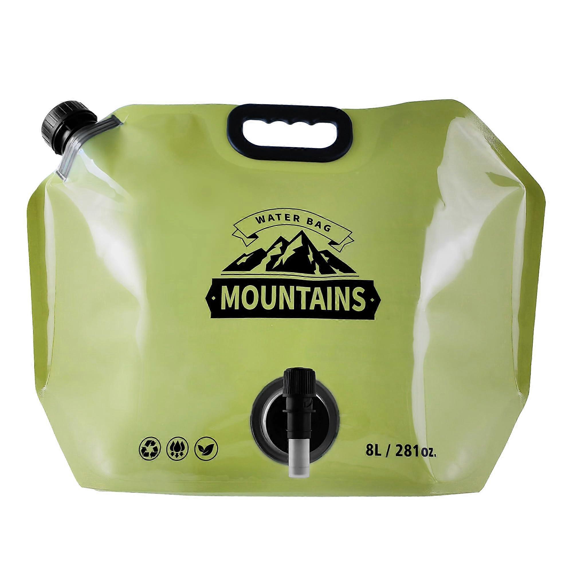 Collapsible 8L Water Storage Bag BPA Folding Jug with Adjustable Spout for Camping Hiking Green