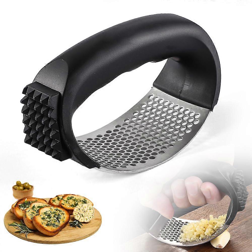 Stainless Steel Garlic Press Rocker with Ergonomic Handle for Fast Crushing and Easy Clean Kitchen Tool