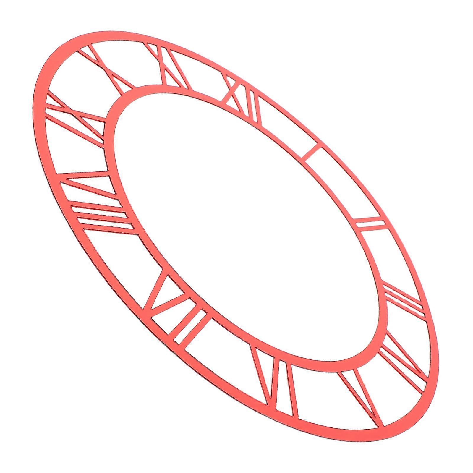 Red Round Roman Numerals Wall Clock for Decoration Acrylic Mirror