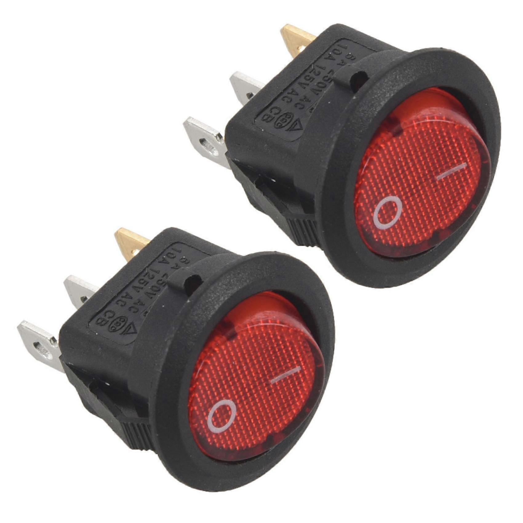 2X Toggle Switch Bipolar ON OFF Red 3 Pin 20mm