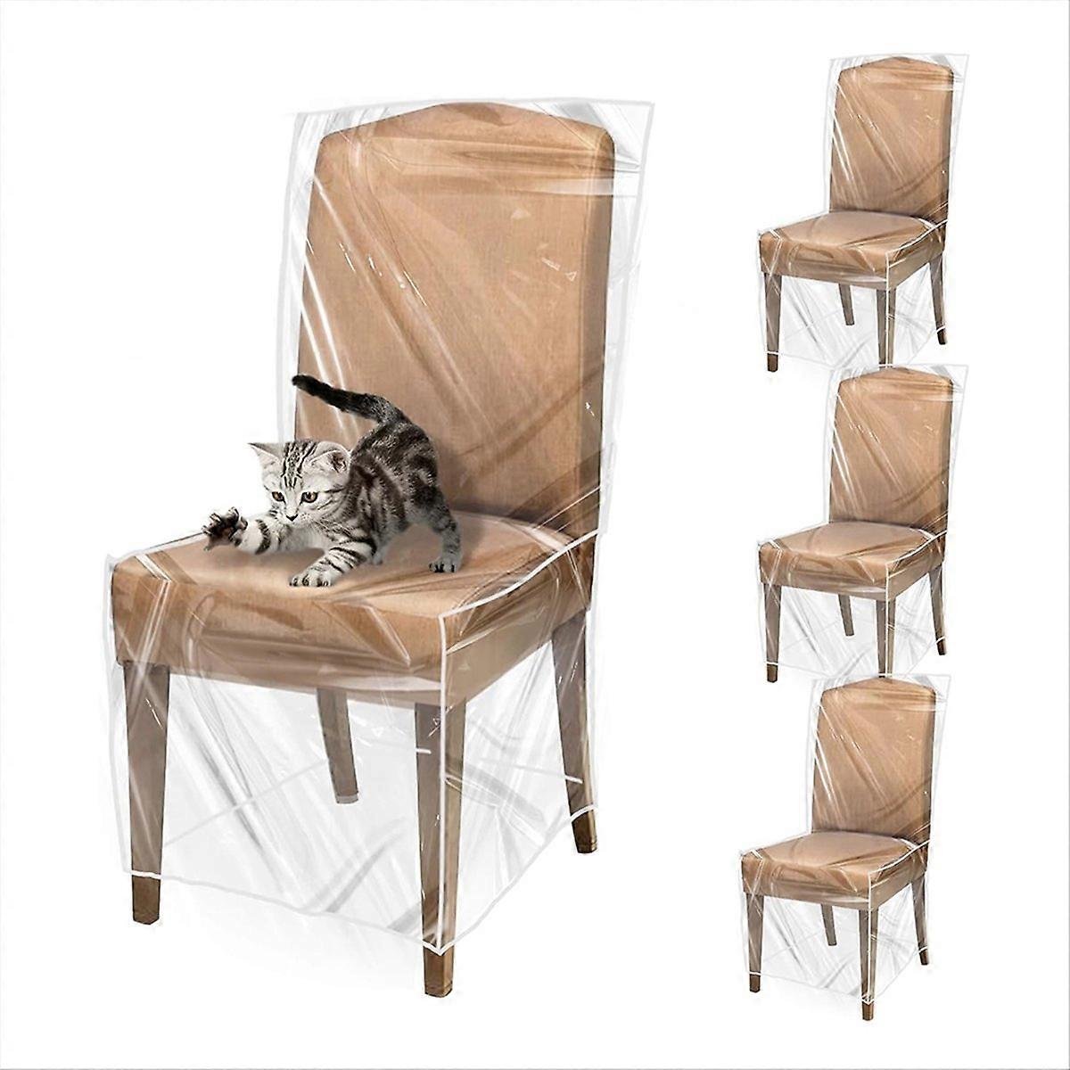 4 Pack Plastic Dining Chair Protectors with Backrests Waterproof