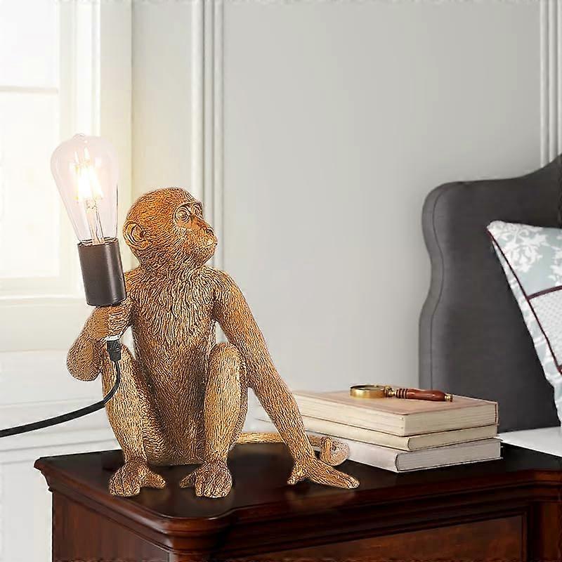 Monkey Lamp with Playful Design, Vintage Resin Animal Table Light for Bedroom and Home Decor