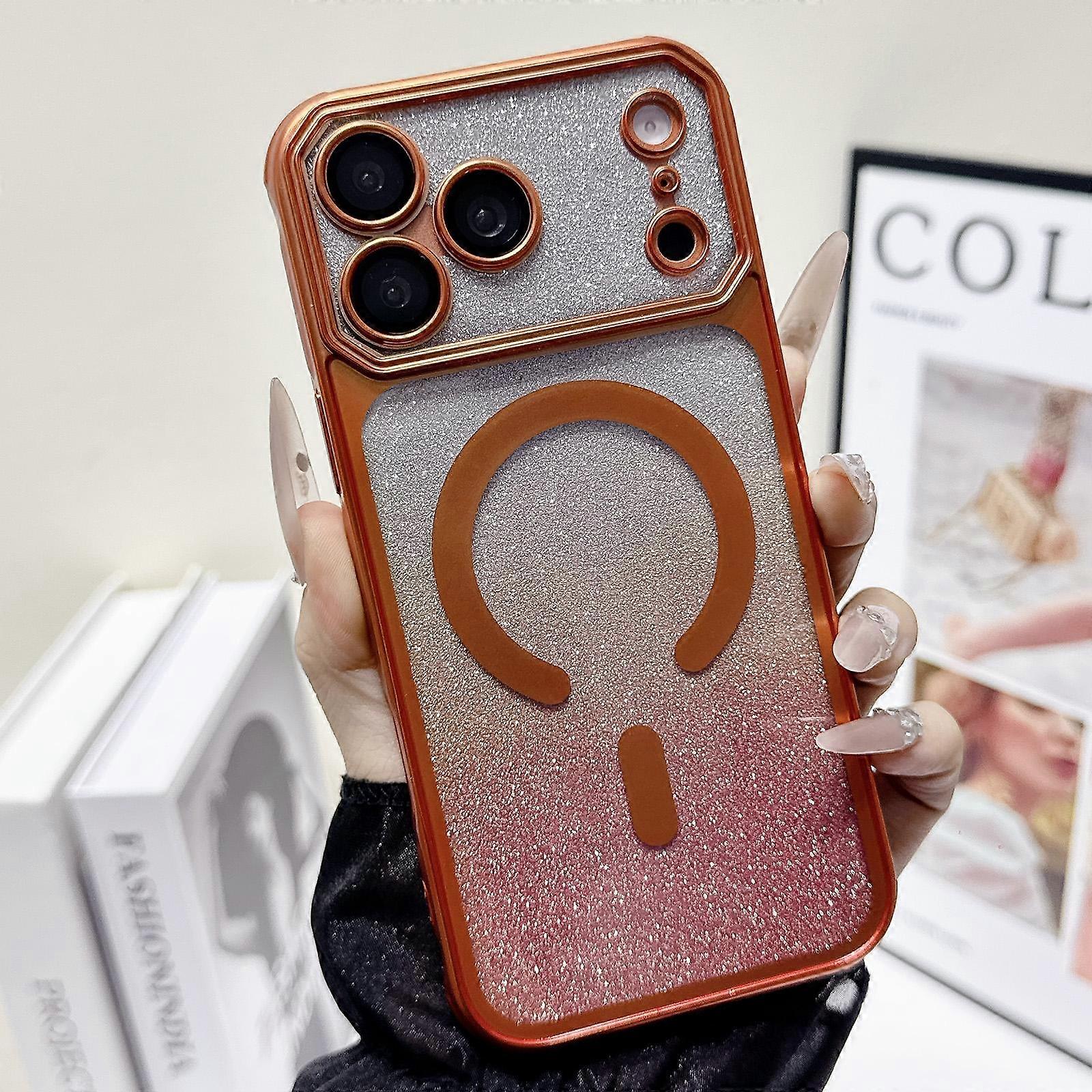 Large Window Glitter Gradient Matte Electroplated TPU MagSafe Phone Case