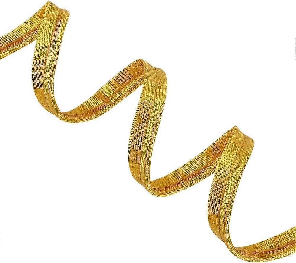Gold Binding Tape with Cord Edging 75M (82 Yards) Polyester Overlocked Craft Binding Tape Folded Cord Edging for Sewing Garment Accessories Home Decor