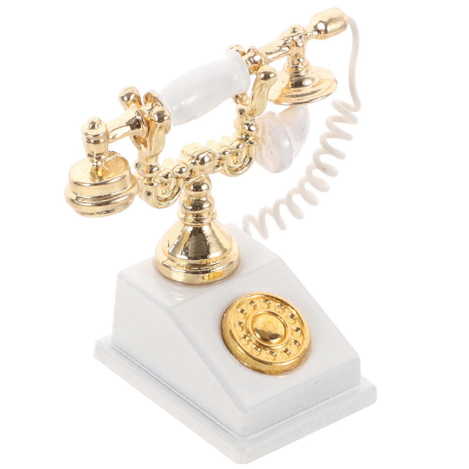 Retro Miniature Phone Dollhouse Rotary Phone for 1 Display Item