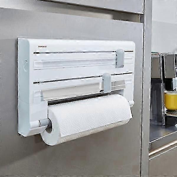 Wall-Mounted Kitchen Roll Holder, Stylish White Design for Easy Access and Space Saving