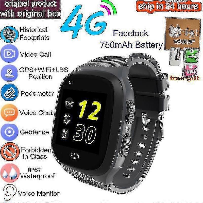 4g Kids Smart Watch Gps Wifi Video Call With Face-lock Sos Tracker Ip67 Waterproof Children's Smartwatch Camera Vs Y95 A36e 4g