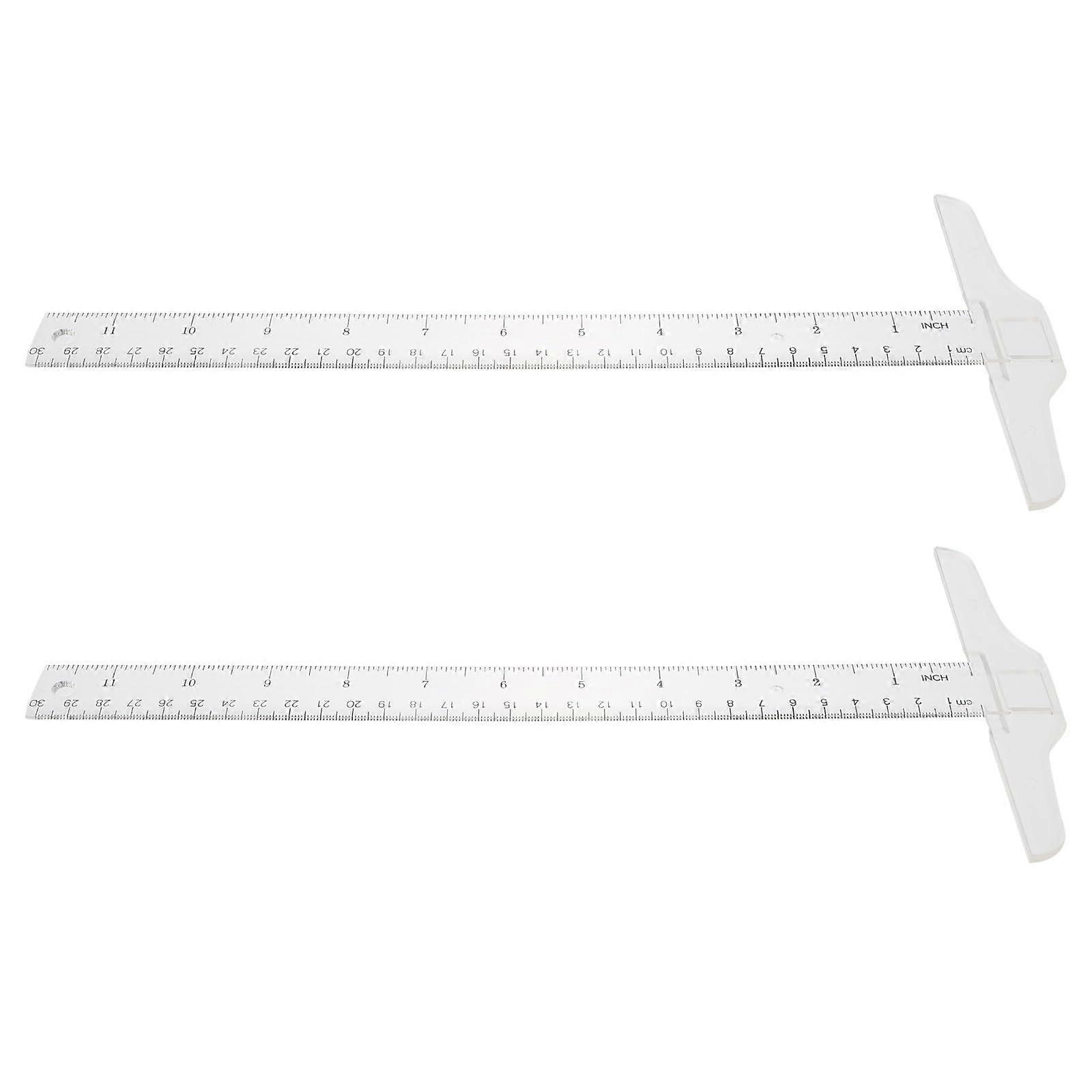 2pcs Transparent Plastic TSquare Ruler Set with Dual Scales for Precise Drafting and Design