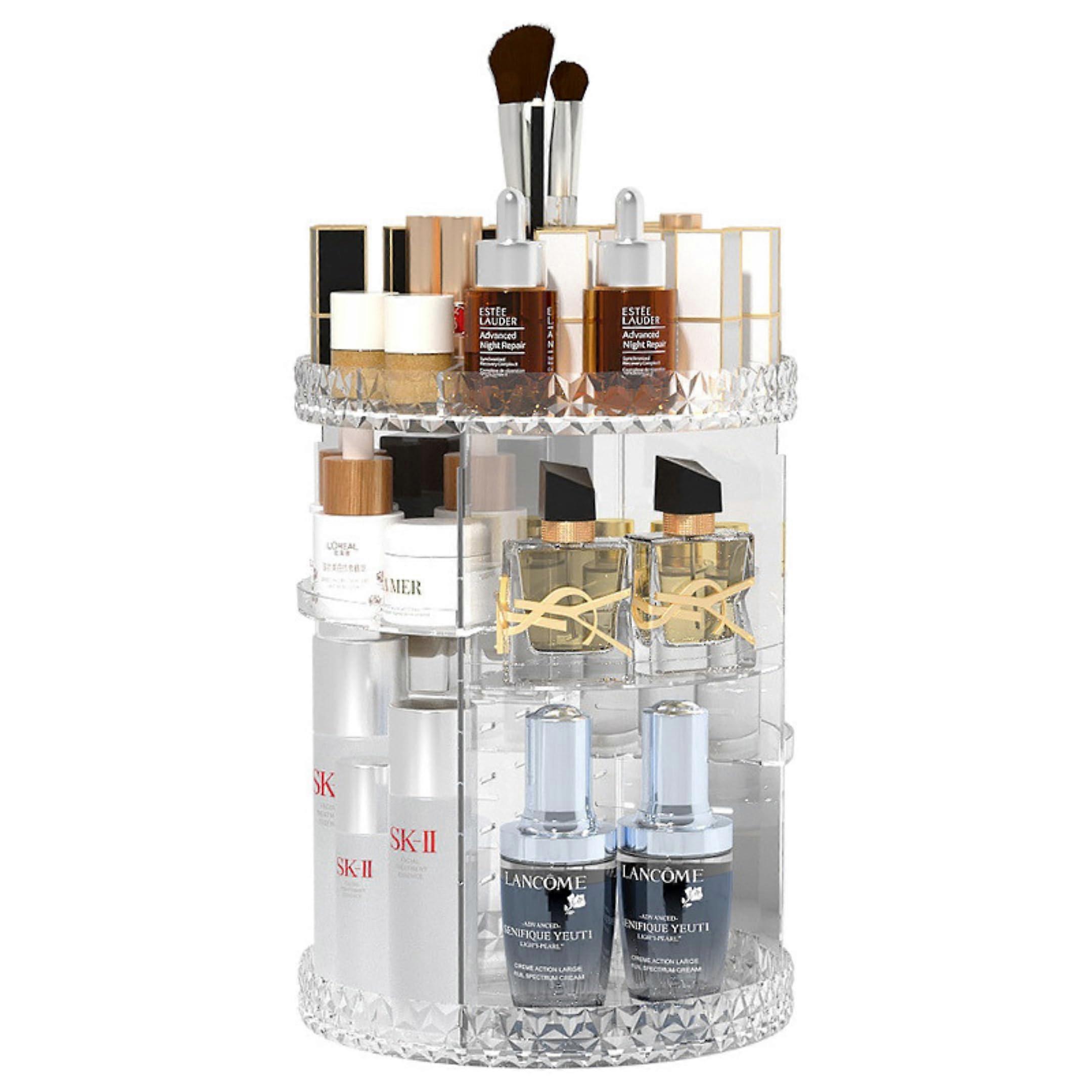 Rotating Makeup Organizer 360° Clear Acrylic 8Layer Adjustable Large Capacity Vanity Storage Stand