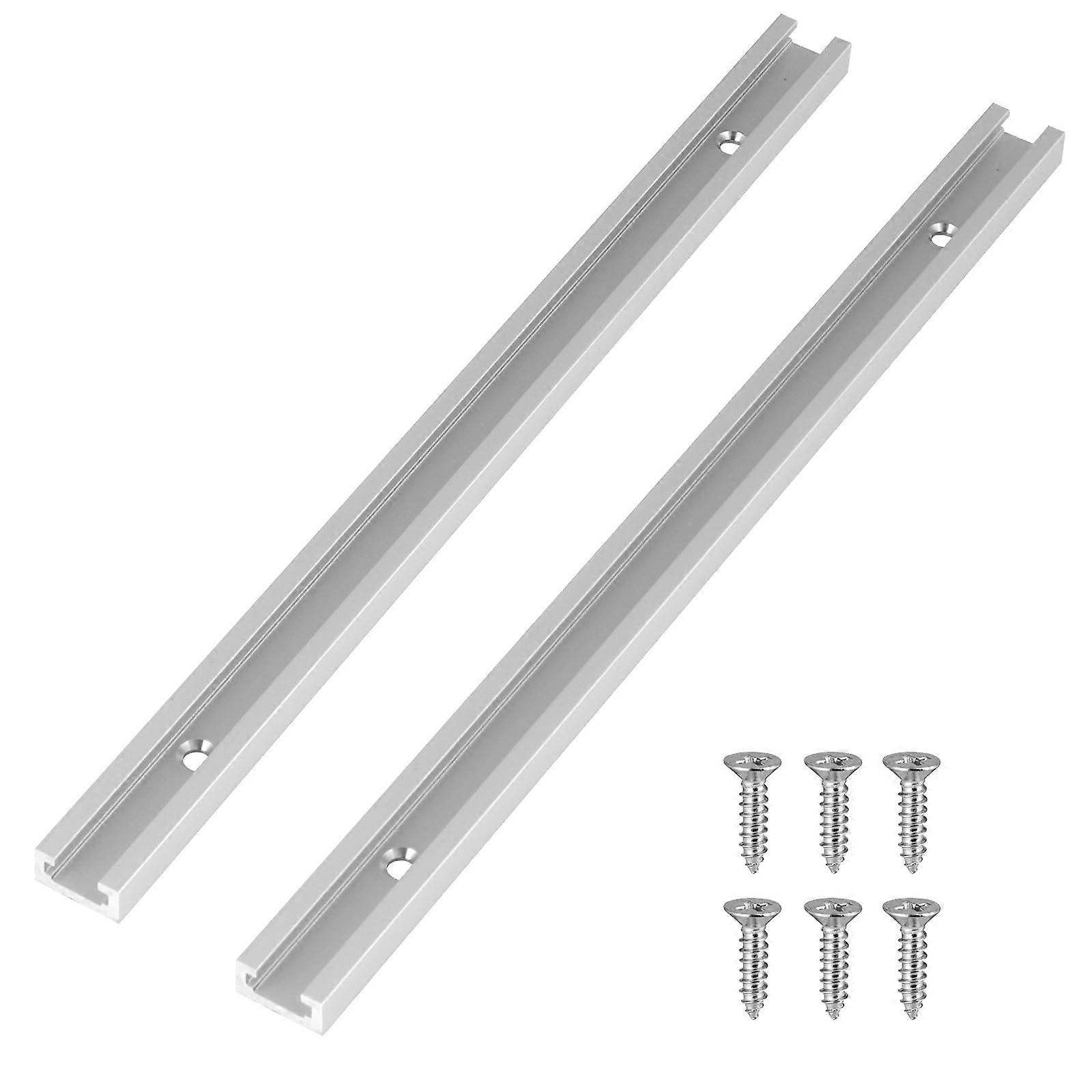 12 Inch Aluminum T Track Rail Pack of 2, Double Cut T Slot with Screws for Woodworking and Router Table