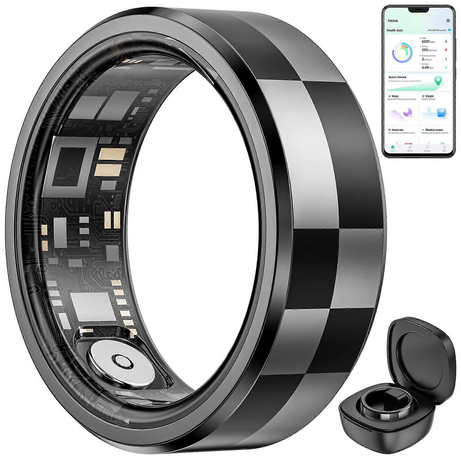 2024 Upgraded Smart Ring with Sleep and Fitness Tracking, Waterproof Health Monitoring Ring Black US8
