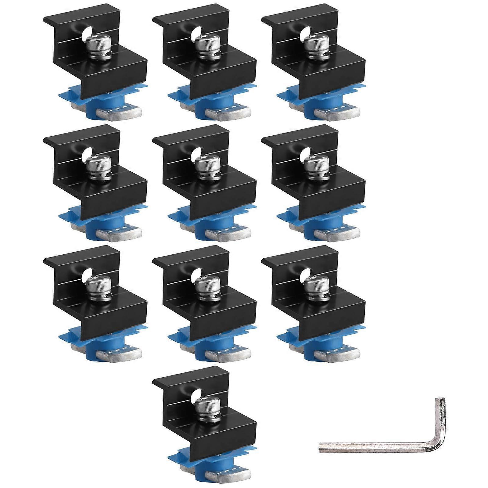 10Pcs Adjustable Solar Panel Mounting Bracket and End Clamp for Roof Wall Boats PV Systems