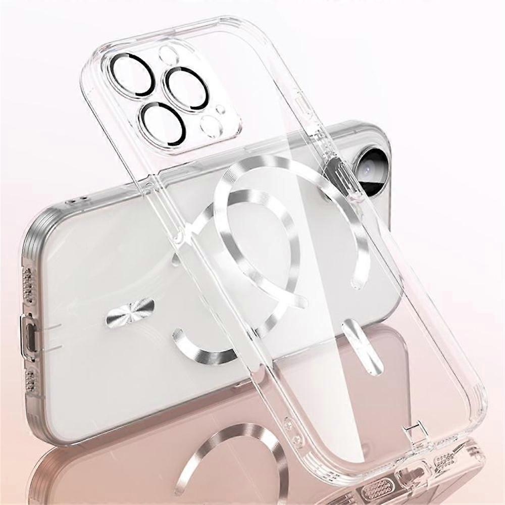 For iPhone 16 Pro Case Electroplating Frame Translucent TPU Phone Cover Compatible with MagSafe