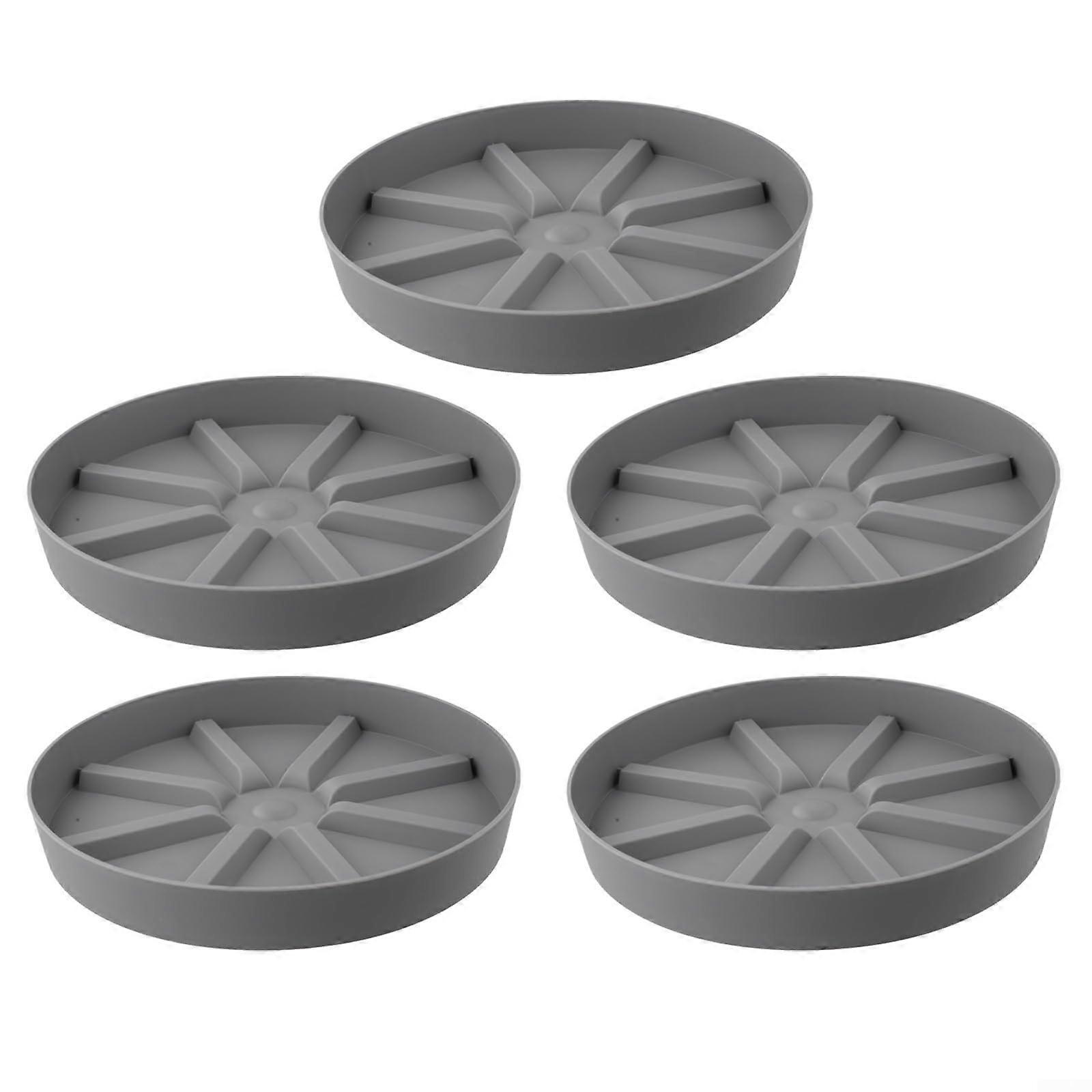 5PCS Plastic Plant Pot Trays Set with  Drainage and Breathable Root Support, Grey