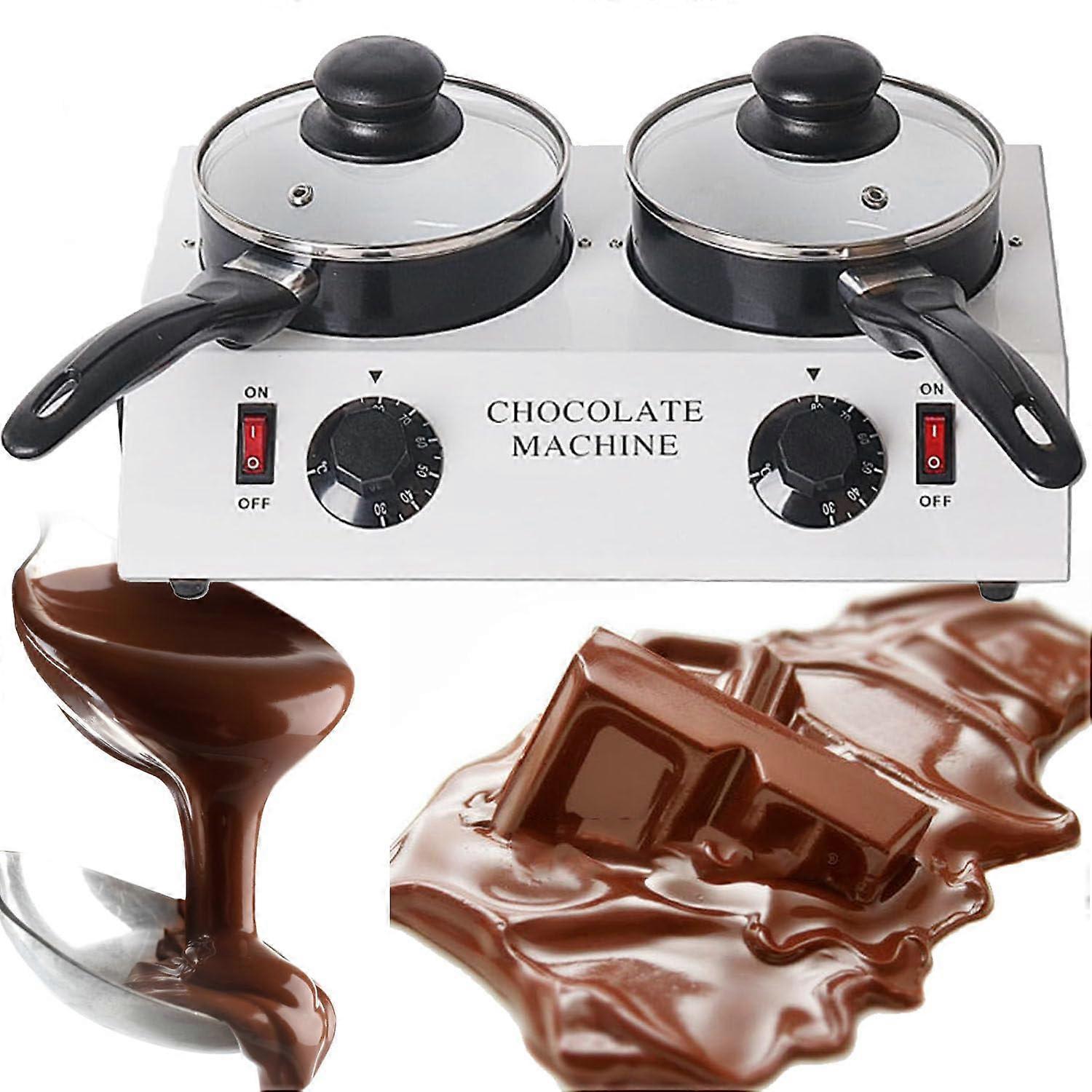Double Pot Chocolate Tempering Machine Electric Melting Pot with Adjustable Temperature for Candy
