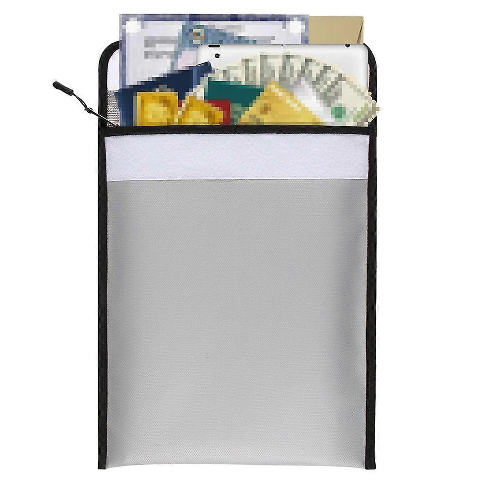 Fireproof File Bag for Storage 2Pcs Waterproof Document Pouch Silver