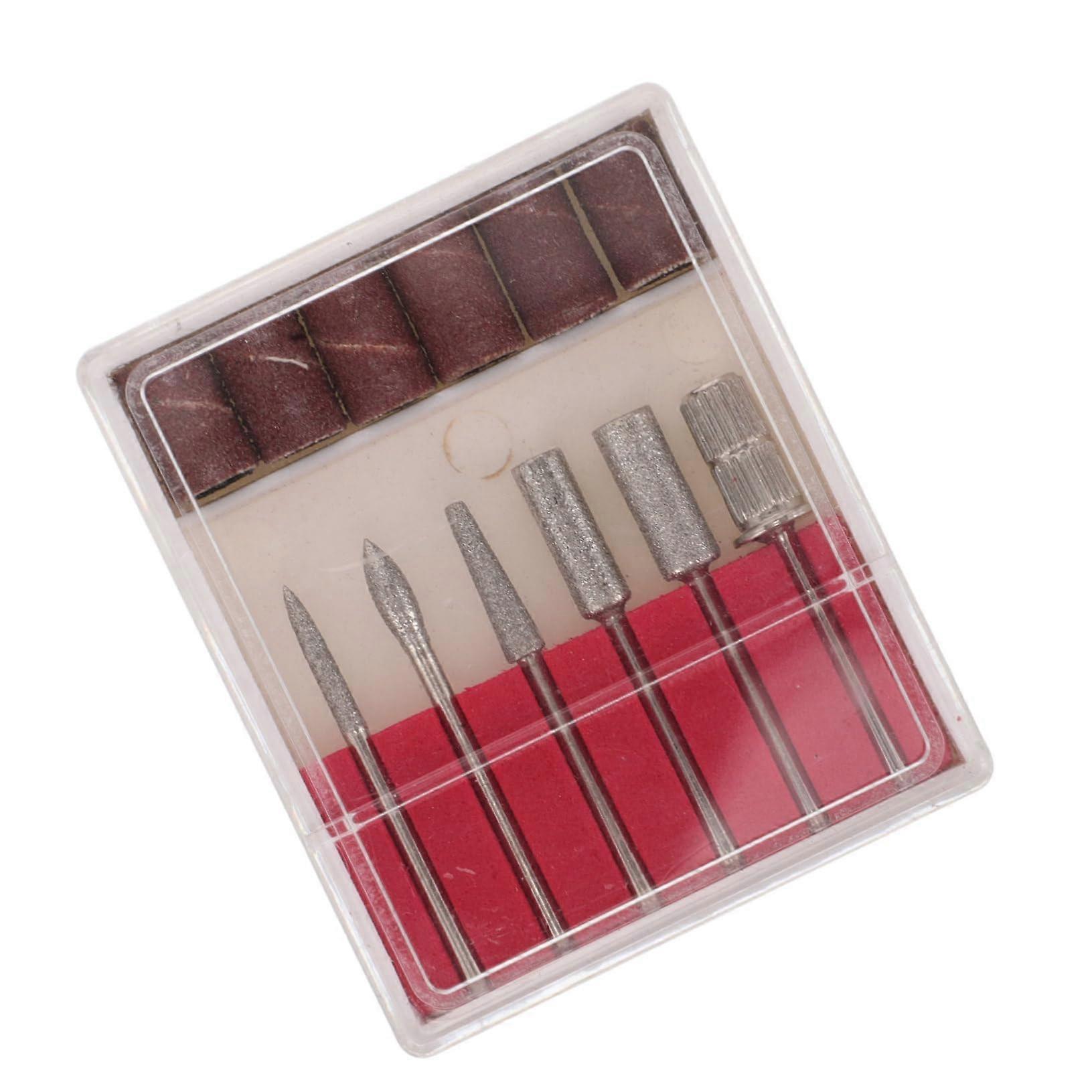 6pcs Diamond Nail Drill Bits Set with Sanding Bands, Durable Grinding for Professional Manicure