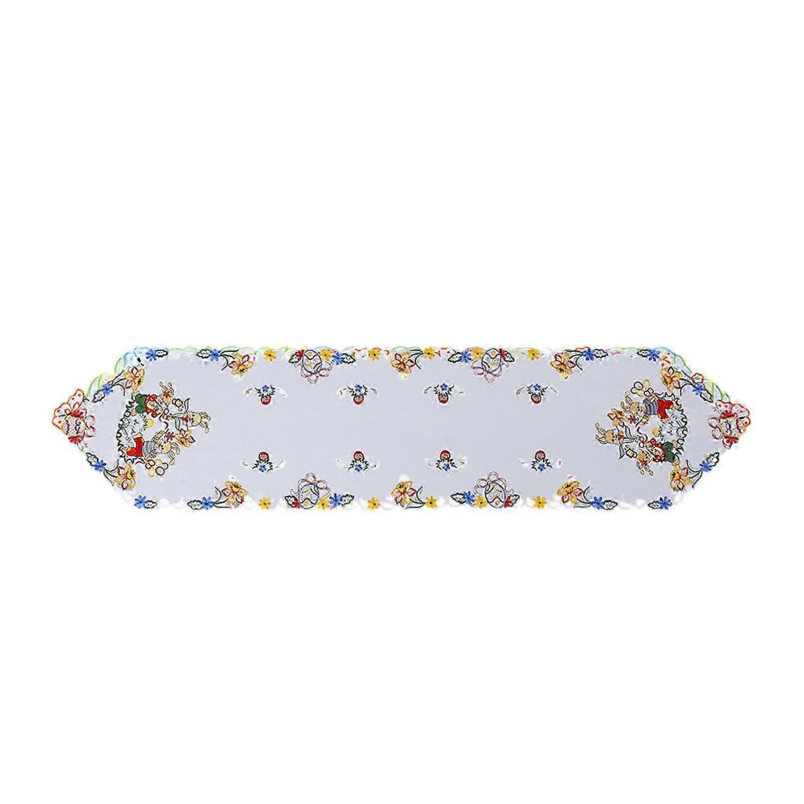 Easter Table Runner Bunny Embroidered Table Runner Tablecloth Easter Decoration Suitable For Tables Party Easter Bunny Table Runner 26-27s