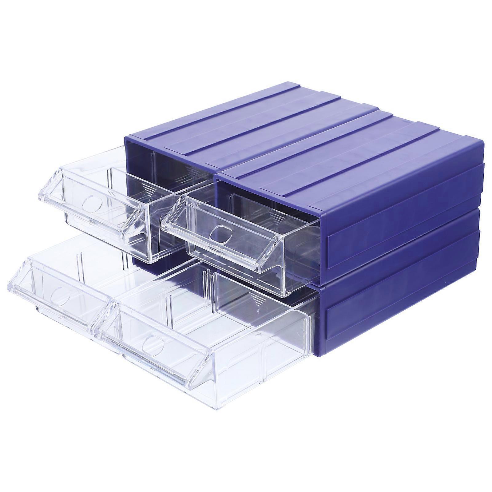 Plastic Component Box Drawer Type for Home Use Blue 4Pcs Storage