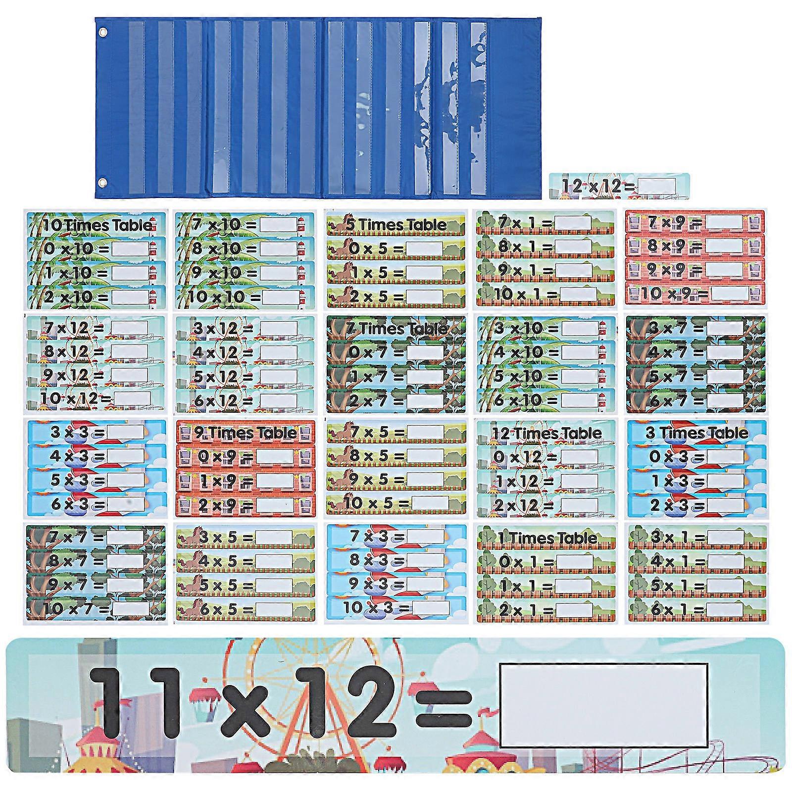 Math Multiplication Flash Cards 3 Sets Learning Tool Suitable For Children Educational Skill Improvement 88Pcs