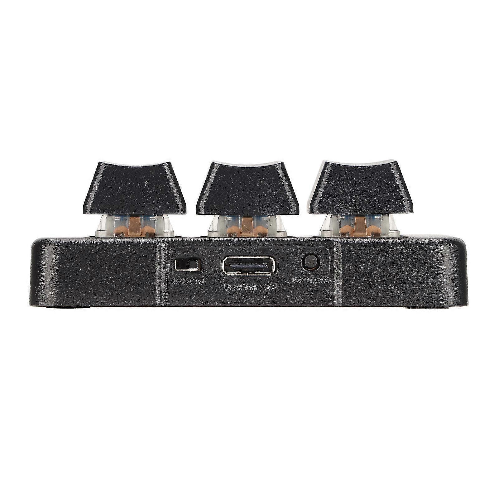 3 Key Keypad RGB Backlit 3 Keys USB Interface Mini Mechanical Programmable Plug and Play Macro Keypad for Computer Black