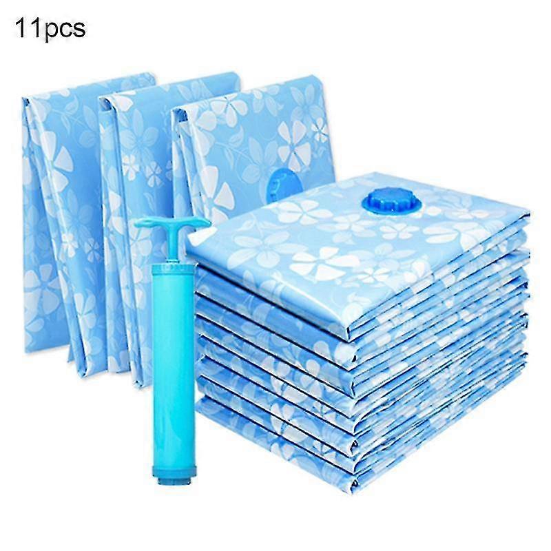 11Pcs Vacuum Storage Bag Reusable Hand Pump Compressed Clothes Pillow Organizer
