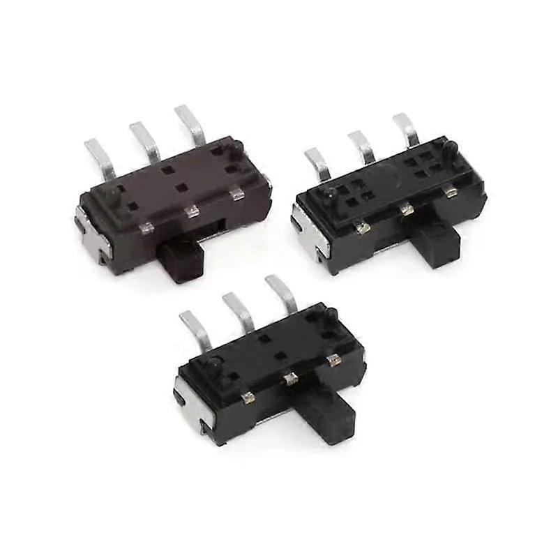 10PCS 3 Pin Horizontal Toggle Switch 2 Position Side Sliding PCB Mount Compact Design