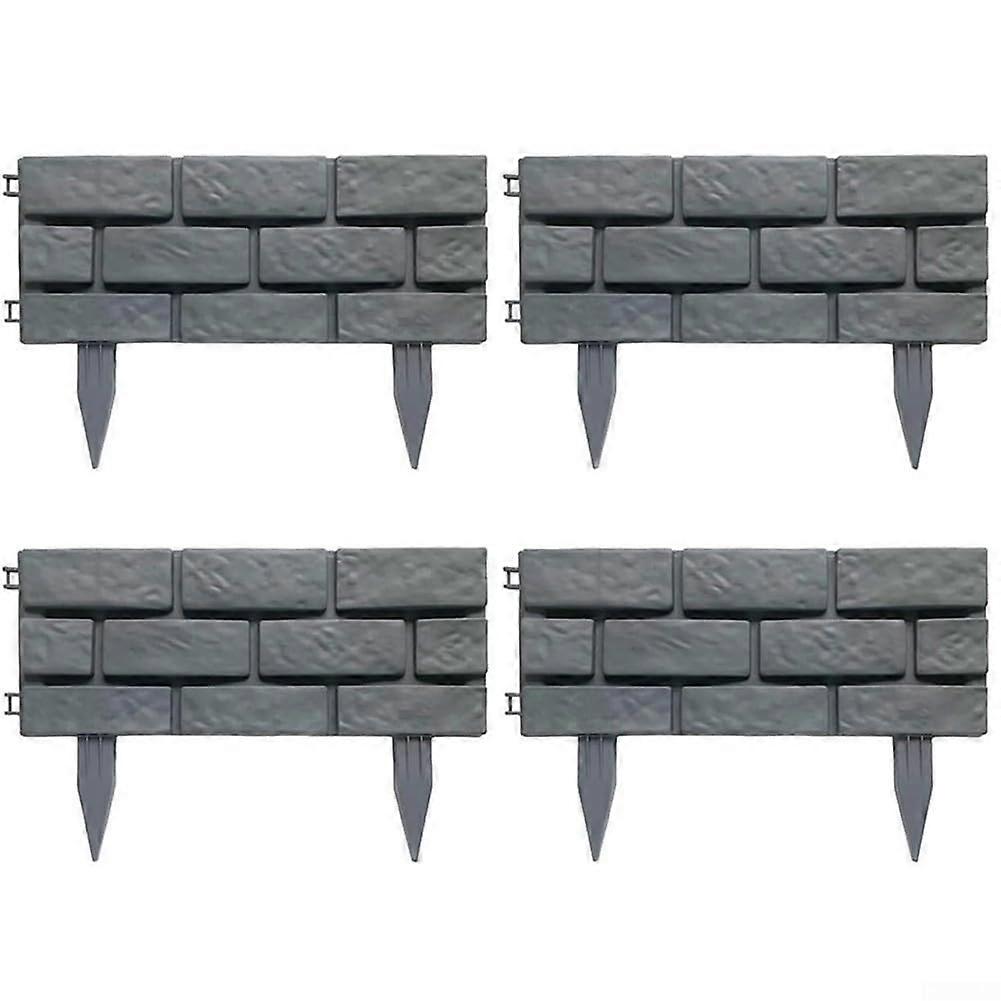 Garden Edging Weather Resistant Flexible Interlocking Plastic Flower Bed Border 4 Piece Set Grey