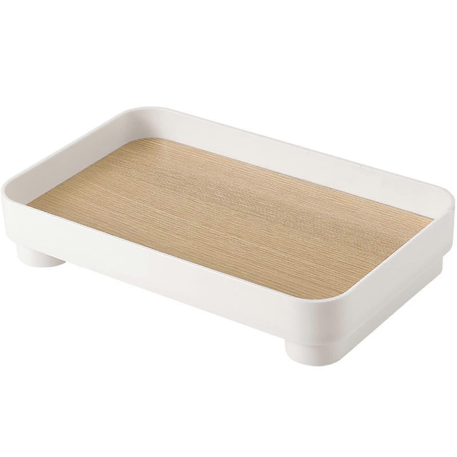 Wooden Serving Tray for Tea Cups and Fruit, Elegant Rectangular MultiPurpose Design, Color 2