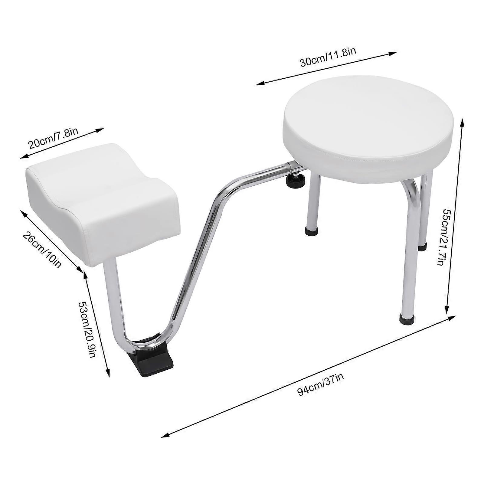 Pedicure Foot Rest Stool with Adjustable Height, Ergonomic Support, Stable Frame, White for Salon Spa