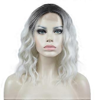 Lace Front Wig Synthetic Shoulder Length 14 Inch Body Wave Natural Hairline for Daily Cosplay