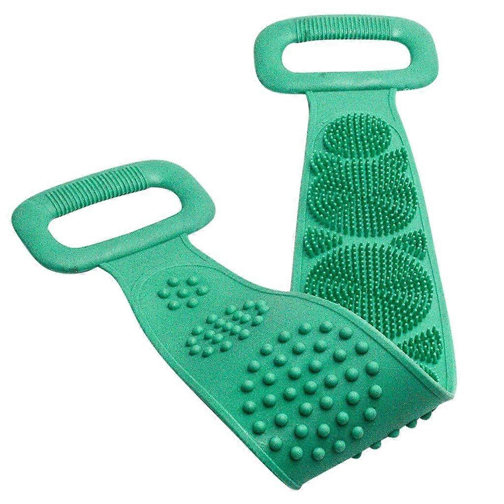 Long Handle Double Sided Silicone Bath Brush Back Scrubber with Gentle Exfoliation