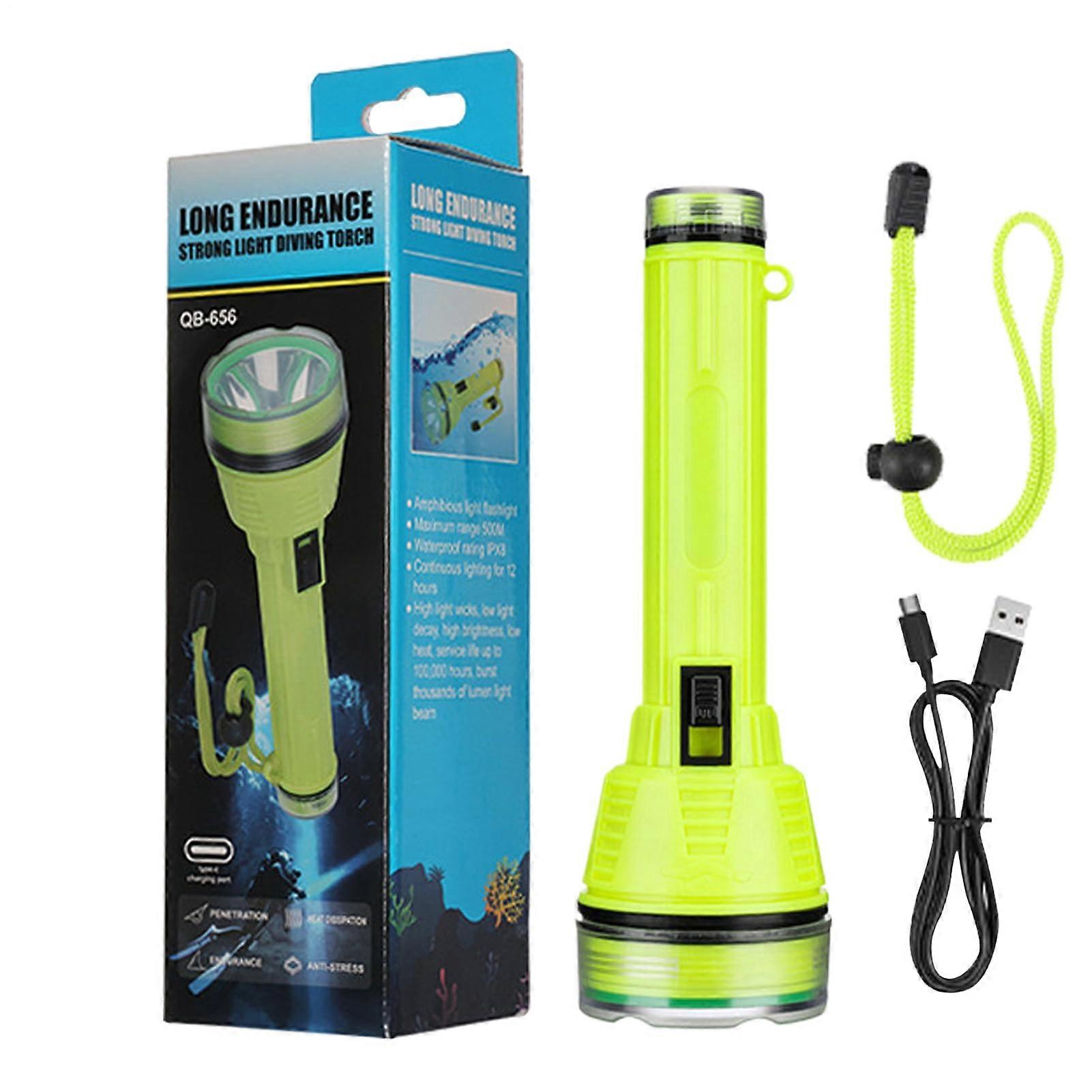 Rechargeable Diving Flashlight  Brightness Waterproof Underwater Torch Compact ABS Design